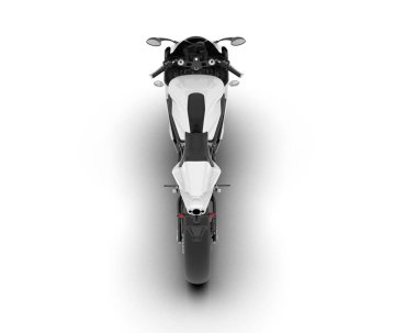Beyaz arka planda beyaz motosiklet izole edilmiş. 3d görüntüleme - illüstrasyon