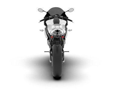 Beyaz arka planda beyaz motosiklet izole edilmiş. 3d görüntüleme - illüstrasyon