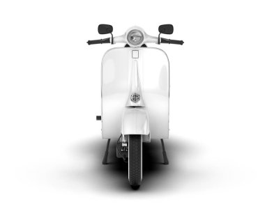 Beyaz arka planda beyaz motosiklet izole edilmiş. 3d görüntüleme - illüstrasyon