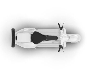 Beyaz arka planda beyaz motosiklet izole edilmiş. 3d görüntüleme - illüstrasyon