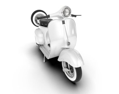 Beyaz arka planda beyaz motosiklet izole edilmiş. 3d görüntüleme - illüstrasyon