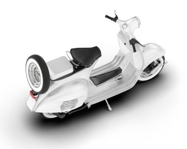 Beyaz arka planda beyaz motosiklet izole edilmiş. 3d görüntüleme - illüstrasyon