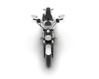 Beyaz arka planda beyaz motosiklet izole edilmiş. 3d görüntüleme - illüstrasyon