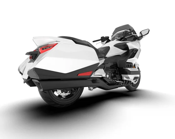 白色摩托车在白色背景上隔离 3D渲染 — 图库照片