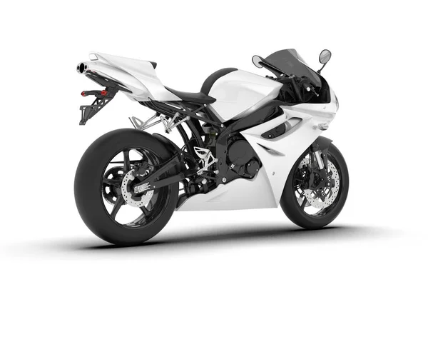 白色摩托车在白色背景上隔离 3D渲染 — 图库照片