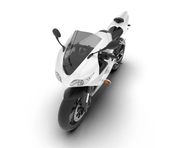 白いバイクは白い背景に隔離されている 3Dレンダリング イラスト — ストック写真