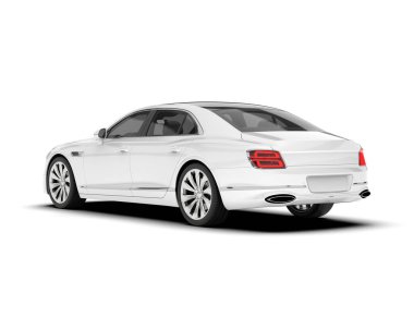 Beyaz şehir arabası beyaz arka planda izole edilmiş. 3d görüntüleme - illüstrasyon