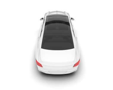 Beyaz şehir arabası beyaz arka planda izole edilmiş. 3d görüntüleme - illüstrasyon