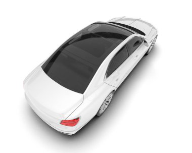 Beyaz şehir arabası beyaz arka planda izole edilmiş. 3d görüntüleme - illüstrasyon