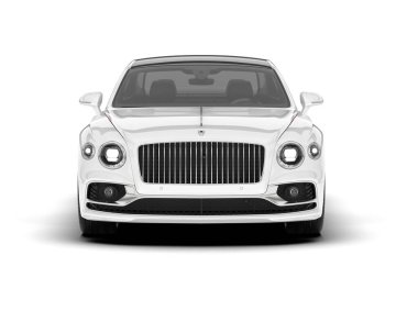 Beyaz şehir arabası beyaz arka planda izole edilmiş. 3d görüntüleme - illüstrasyon