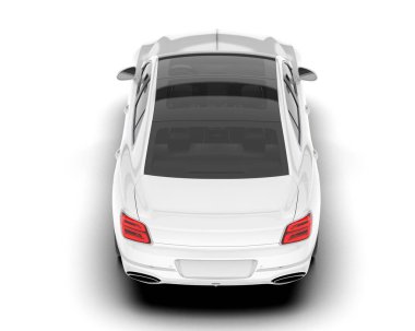 White city car isolated on white background. 3d rendering - illustration clipart