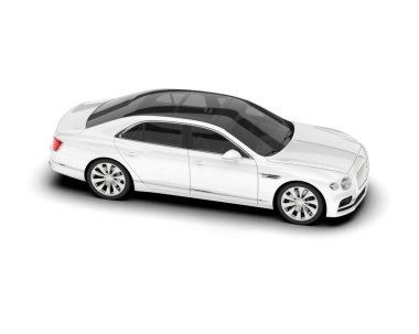 Beyaz şehir arabası beyaz arka planda izole edilmiş. 3d görüntüleme - illüstrasyon