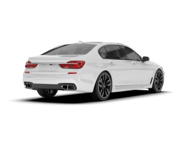 Beyaz şehir arabası beyaz arka planda izole edilmiş. 3d görüntüleme - illüstrasyon