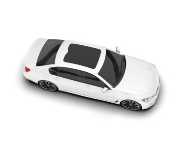 Beyaz şehir arabası beyaz arka planda izole edilmiş. 3d görüntüleme - illüstrasyon