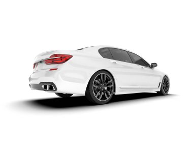 Beyaz şehir arabası beyaz arka planda izole edilmiş. 3d görüntüleme - illüstrasyon