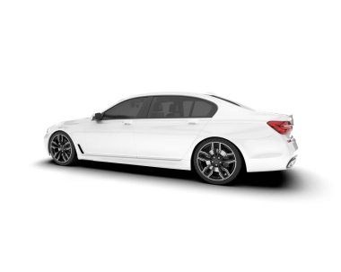 Beyaz şehir arabası beyaz arka planda izole edilmiş. 3d görüntüleme - illüstrasyon