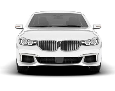 Beyaz şehir arabası beyaz arka planda izole edilmiş. 3d görüntüleme - illüstrasyon