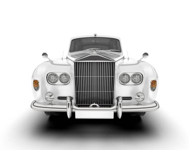 Beyaz şehir arabası beyaz arka planda izole edilmiş. 3d görüntüleme - illüstrasyon