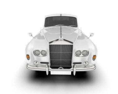 Beyaz şehir arabası beyaz arka planda izole edilmiş. 3d görüntüleme - illüstrasyon