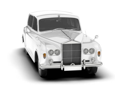 Beyaz şehir arabası beyaz arka planda izole edilmiş. 3d görüntüleme - illüstrasyon