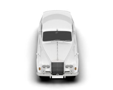 Beyaz şehir arabası beyaz arka planda izole edilmiş. 3d görüntüleme - illüstrasyon