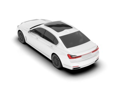 Beyaz şehir arabası beyaz arka planda izole edilmiş. 3d görüntüleme - illüstrasyon