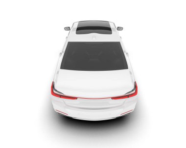 Beyaz şehir arabası beyaz arka planda izole edilmiş. 3d görüntüleme - illüstrasyon