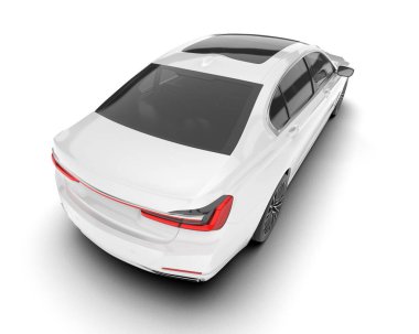 Beyaz şehir arabası beyaz arka planda izole edilmiş. 3d görüntüleme - illüstrasyon