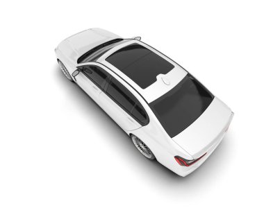 Beyaz şehir arabası beyaz arka planda izole edilmiş. 3d görüntüleme - illüstrasyon