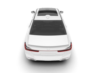 Beyaz şehir arabası beyaz arka planda izole edilmiş. 3d görüntüleme - illüstrasyon