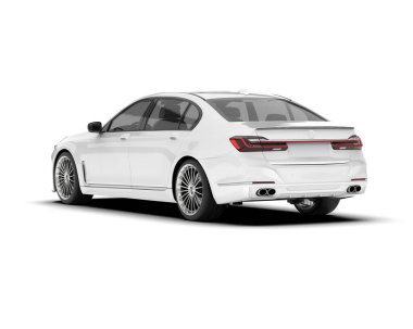 Beyaz şehir arabası beyaz arka planda izole edilmiş. 3d görüntüleme - illüstrasyon