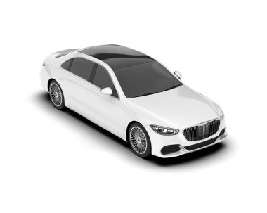 Beyaz şehir arabası beyaz arka planda izole edilmiş. 3d görüntüleme - illüstrasyon