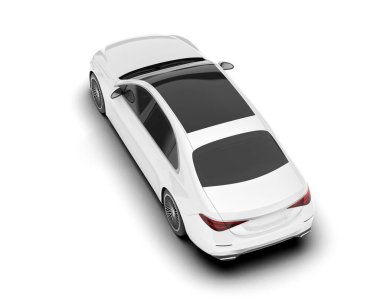 Beyaz şehir arabası beyaz arka planda izole edilmiş. 3d görüntüleme - illüstrasyon