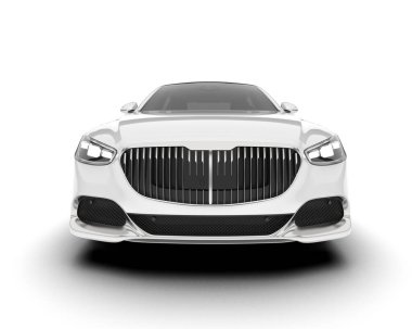 Beyaz şehir arabası beyaz arka planda izole edilmiş. 3d görüntüleme - illüstrasyon