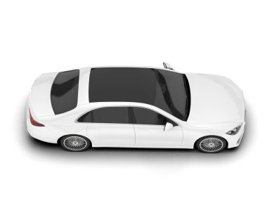 Beyaz şehir arabası beyaz arka planda izole edilmiş. 3d görüntüleme - illüstrasyon