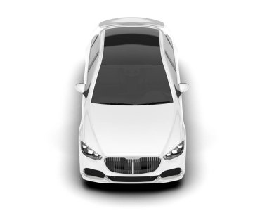 Beyaz şehir arabası beyaz arka planda izole edilmiş. 3d görüntüleme - illüstrasyon