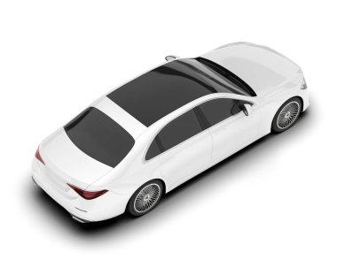 Beyaz şehir arabası beyaz arka planda izole edilmiş. 3d görüntüleme - illüstrasyon