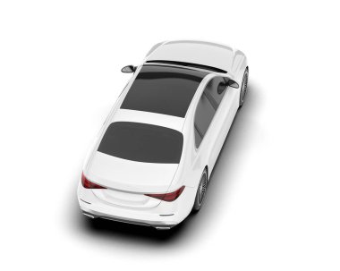 Beyaz şehir arabası beyaz arka planda izole edilmiş. 3d görüntüleme - illüstrasyon