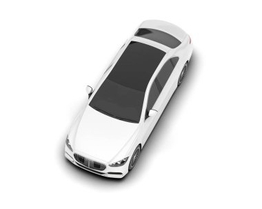 Beyaz şehir arabası beyaz arka planda izole edilmiş. 3d görüntüleme - illüstrasyon