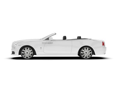 Beyaz şehir arabası beyaz arka planda izole edilmiş. 3d görüntüleme - illüstrasyon