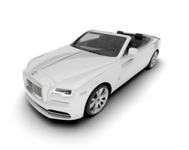 Beyaz şehir arabası beyaz arka planda izole edilmiş. 3d görüntüleme - illüstrasyon