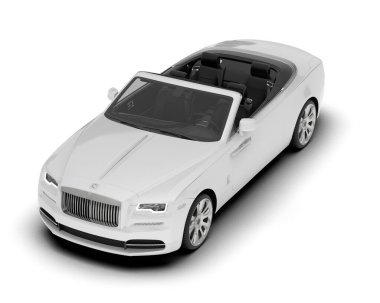 Beyaz şehir arabası beyaz arka planda izole edilmiş. 3d görüntüleme - illüstrasyon