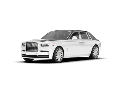 Beyaz şehir arabası beyaz arka planda izole edilmiş. 3d görüntüleme - illüstrasyon