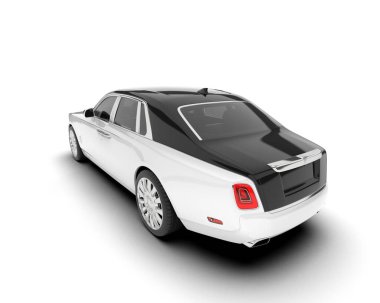 Beyaz şehir arabası beyaz arka planda izole edilmiş. 3d görüntüleme - illüstrasyon