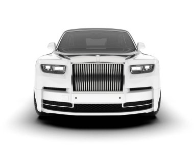 Beyaz şehir arabası beyaz arka planda izole edilmiş. 3d görüntüleme - illüstrasyon