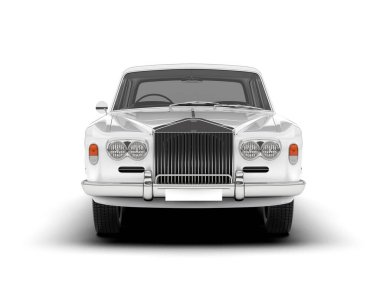 Beyaz şehir arabası beyaz arka planda izole edilmiş. 3d görüntüleme - illüstrasyon