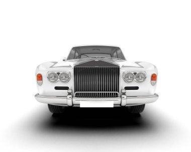 Beyaz şehir arabası beyaz arka planda izole edilmiş. 3d görüntüleme - illüstrasyon