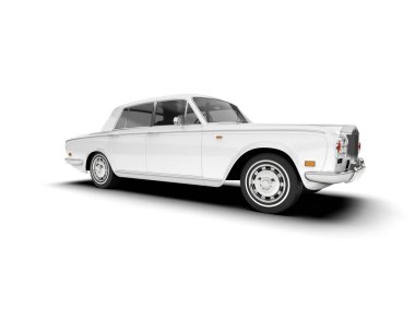 Beyaz şehir arabası beyaz arka planda izole edilmiş. 3d görüntüleme - illüstrasyon