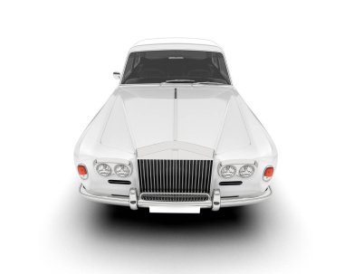 Beyaz şehir arabası beyaz arka planda izole edilmiş. 3d görüntüleme - illüstrasyon