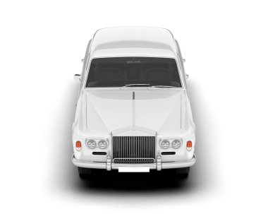 Beyaz şehir arabası beyaz arka planda izole edilmiş. 3d görüntüleme - illüstrasyon